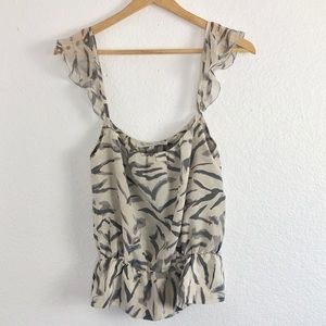 Arianne silky creme gray patterned blouse